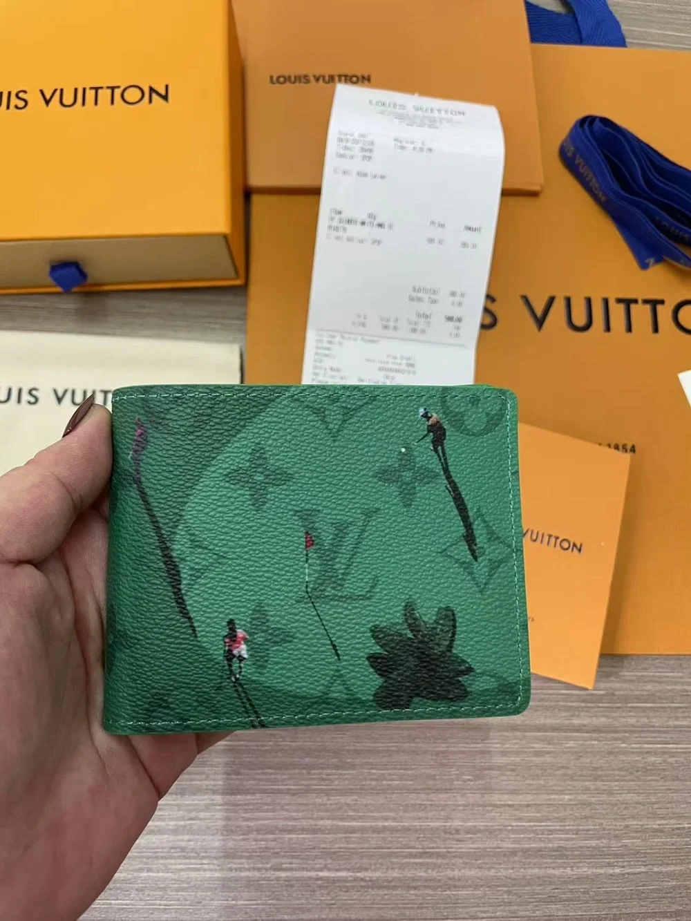 Louis Vuitton Green Monogram Canvas Bi-Fold Wallet